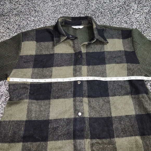Seve Madden Sophia Shacket /Jacket, pockets Green/ Sage/ Black Plaid Women' Sz L - Picture 6 of 8